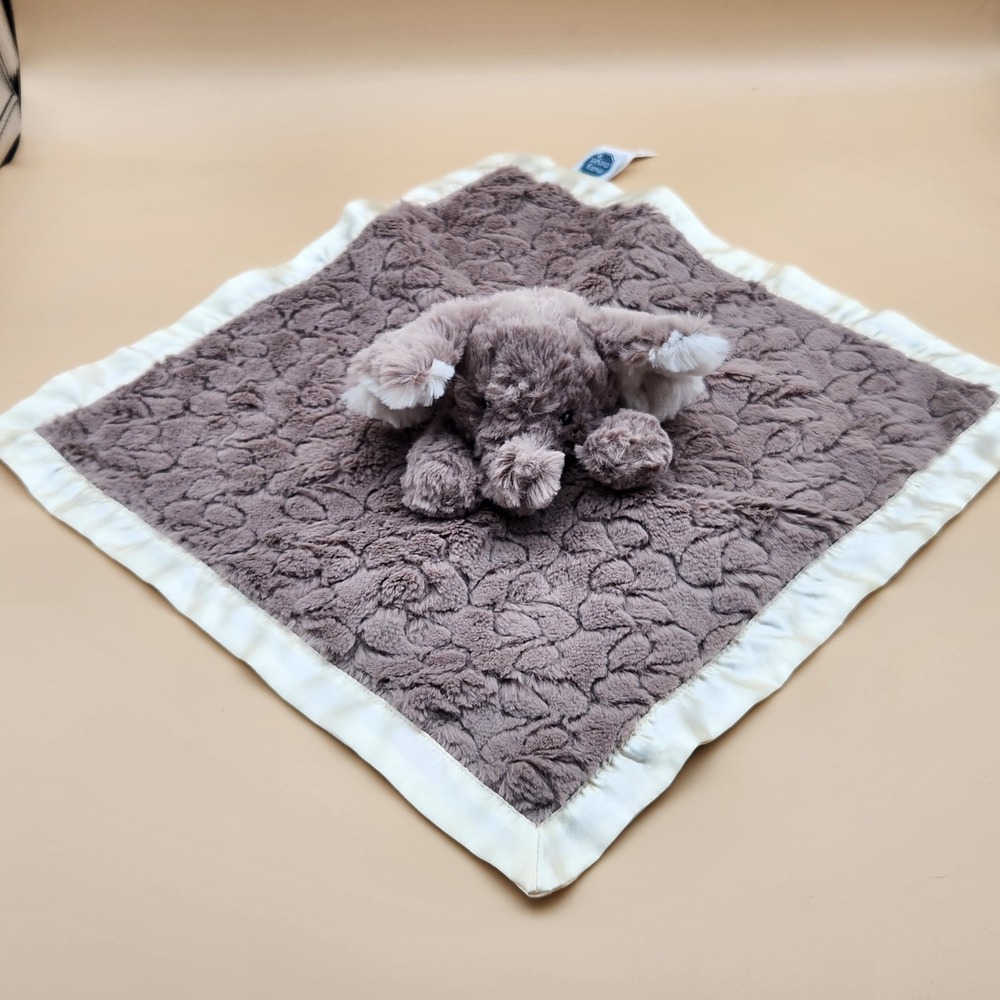 Mary Meyer Brown Elephant Security Blanket Lovey Satin Trim Soft Plush Toy